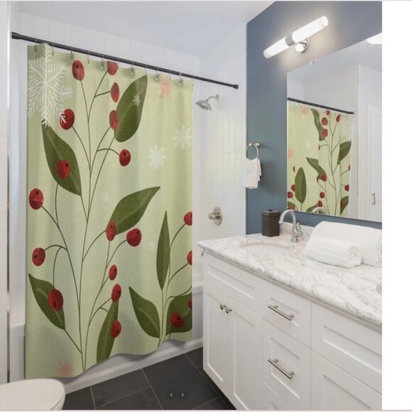 Festive Floral Shower Curtain - Picture 3 of 5